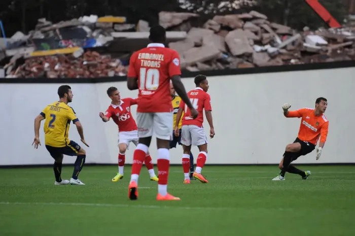 Framed Print : Bristol City's Joe Bryan Scores the Winning Goal Against Oxford United at Ashton Gate, Capital One Cup First Round Framed Print : Bristol City's Joe Bryan Scores the Winning Goal Against Oxford United at Ashton Gate, Capital One Cup First Round