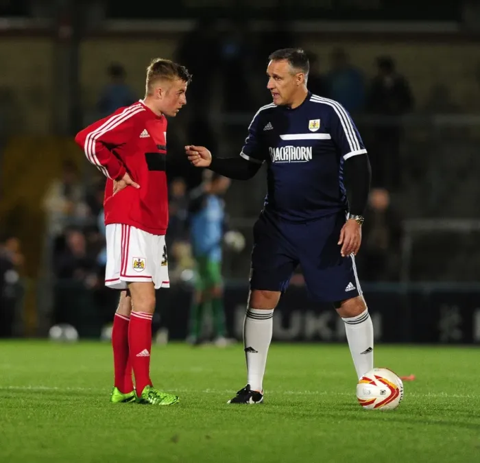 Framed Print : Bristol City's Joe Morrell and Coach John Pemberton at Wycombe Wanderers Match, 2013