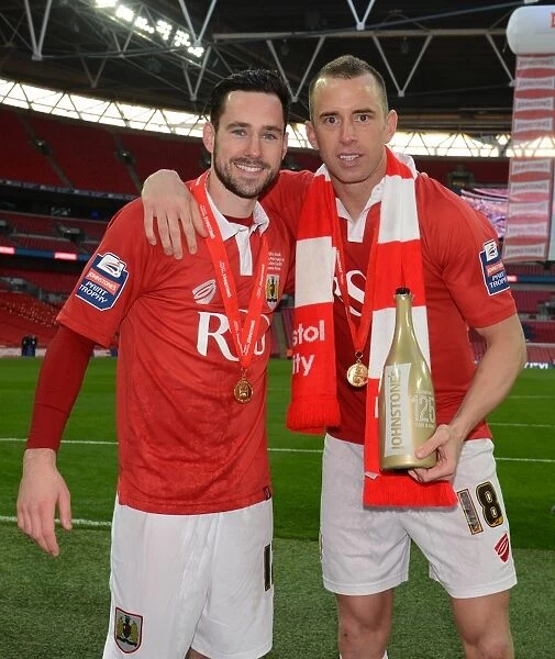 Bristol City's Johnstone Paint Trophy Victory: Cunningham and Wilbraham Celebrate with Team