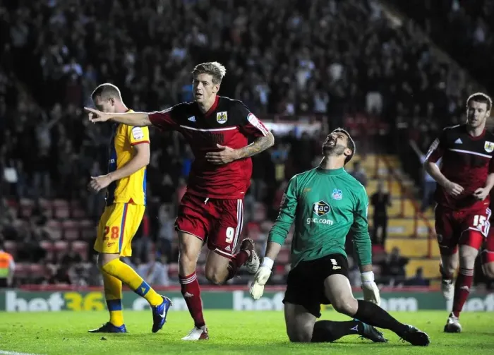 Framed Print : Bristol City's Jon Stead Celebrates Goal Against Crystal Palace (2012) Framed Print : Bristol City's Jon Stead Celebrates Goal Against Crystal Palace (2012)