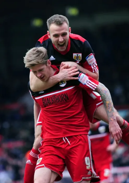 Framed Print : Bristol City's Jon Stead and Liam Kelly Celebrate Goal Against Barnsley, 2013 Framed Print : Bristol City's Jon Stead and Liam Kelly Celebrate Goal Against Barnsley, 2013