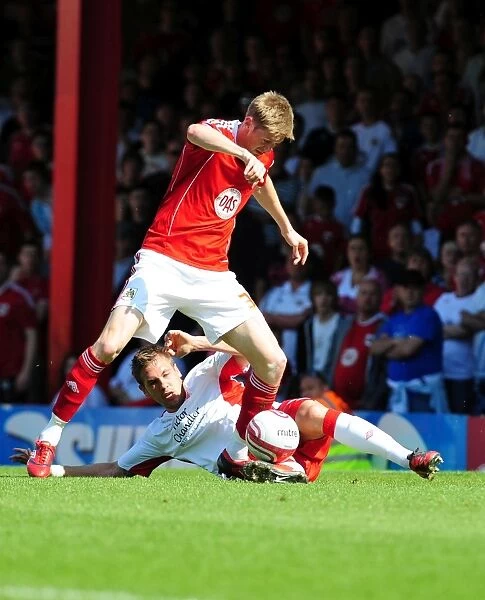 Bristol City's Jon Stead Narrowly Misses Goal Against Nottingham Forest in Championship Match, April 2011