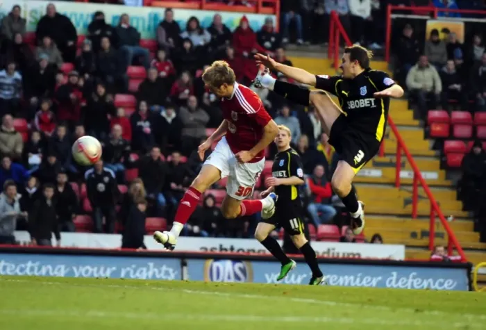 Framed Print : Bristol City's Jon Stead Narrowly Misses Header Goal Against Cardiff City - Championship Match, January 1, 2011 Framed Print : Bristol City's Jon Stead Narrowly Misses Header Goal Against Cardiff City - Championship Match, January 1, 2011