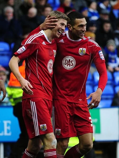 Bristol City's Jon Stead and Steven Caulker Celebrate Goal in Championship Match against Reading (December 26, 2010)