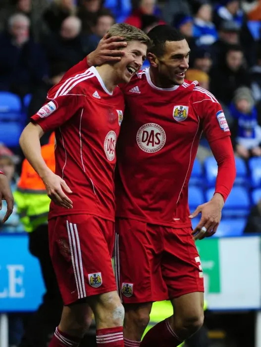 Framed Print : Bristol City's Jon Stead and Steven Caulker Celebrate Goal in Championship Match against Reading (December 26, 2010) Framed Print : Bristol City's Jon Stead and Steven Caulker Celebrate Goal in Championship Match against Reading (December 26, 2010)