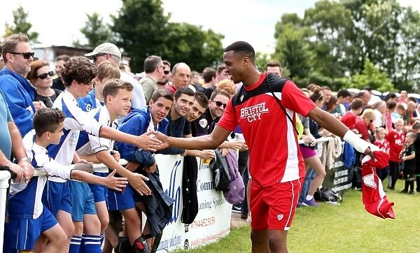 Bristol City's Jonathan Kodjia Celebrates with Fans after Pre-season Win over Hengrove Athletic