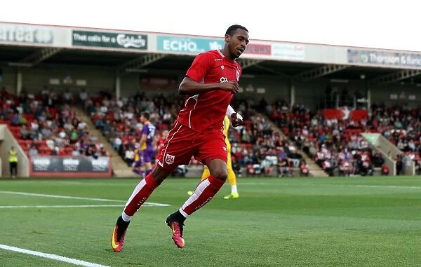 Bristol City's Jonathan Kodjia Celebrates Goal Against Cheltenham Town, 2016