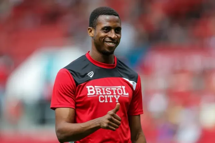 Framed Print : Bristol City's Jonathan Kodjia in Deep Thought at Ashton Gate During Pre-Season Match Against Portsmouth Framed Print : Bristol City's Jonathan Kodjia in Deep Thought at Ashton Gate During Pre-Season Match Against Portsmouth