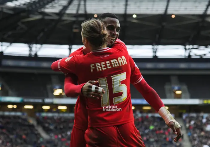 Framed Print : Bristol City's Jonathan Kodjia and Luke Freeman Celebrate Goals Against Milton Keynes Dons, 2016