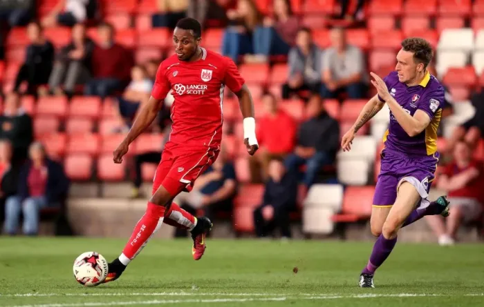 Framed Print : Bristol City's Jonathan Kodjia Scores in Preseason Friendly against Cheltenham Town