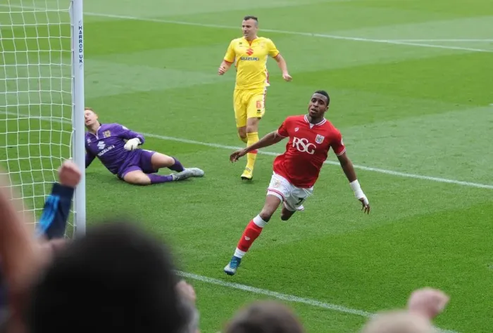Framed Print : Bristol City's Jonathan Kodjia Scores Thrilling Goal Against MK Dons at Ashton Gate Framed Print : Bristol City's Jonathan Kodjia Scores Thrilling Goal Against MK Dons at Ashton Gate