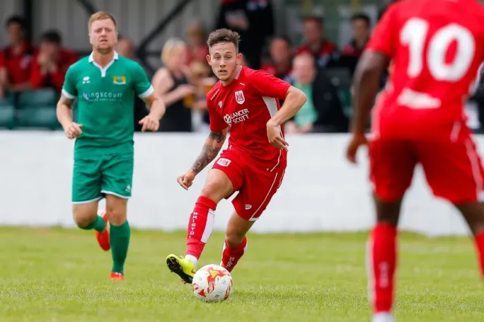 Framed Print : Bristol City's Josh Brownhill in Action during Pre-Season Community Match vs Hengrove Athletic Framed Print : Bristol City's Josh Brownhill in Action during Pre-Season Community Match vs Hengrove Athletic