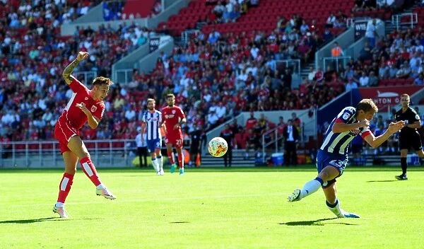 Bristol City's Josh Brownhill Aims for the Net Against Wigan Athletic
