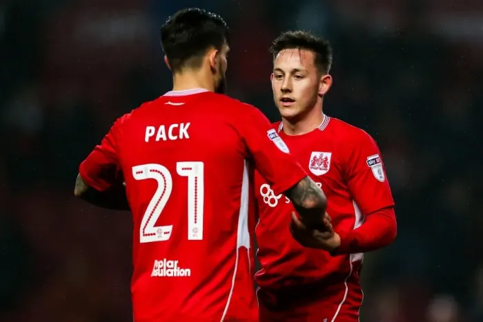 Framed Print : Bristol City's Josh Brownhill and Marlon Pack Celebrate 4-0 Win Over Huddersfield Town, Lifting Them Out of the Relegation Zone Framed Print : Bristol City's Josh Brownhill and Marlon Pack Celebrate 4-0 Win Over Huddersfield Town, Lifting Them Out of the Relegation Zone