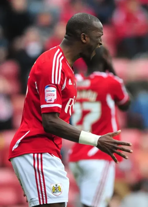 Framed Print : Bristol City's Kalifa Cisse Agonizes Over Missed Goal vs. Derby County (31 / 03 / 2012) Framed Print : Bristol City's Kalifa Cisse Agonizes Over Missed Goal vs. Derby County (31 / 03 / 2012)
