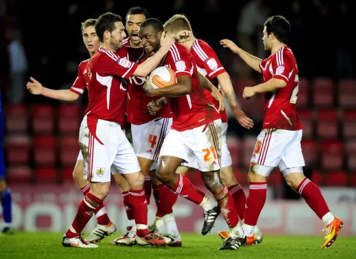 Framed Print : Bristol City's Kalifa Cisse: Savoring Victory over Leicester City at Ashton Gate Stadium (2012) Framed Print : Bristol City's Kalifa Cisse: Savoring Victory over Leicester City at Ashton Gate Stadium (2012)