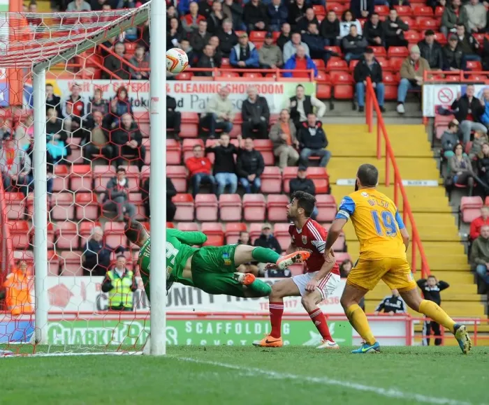 Framed Print : Bristol City's Karleigh Osborne Denied by Preston North End's Declan Rudd