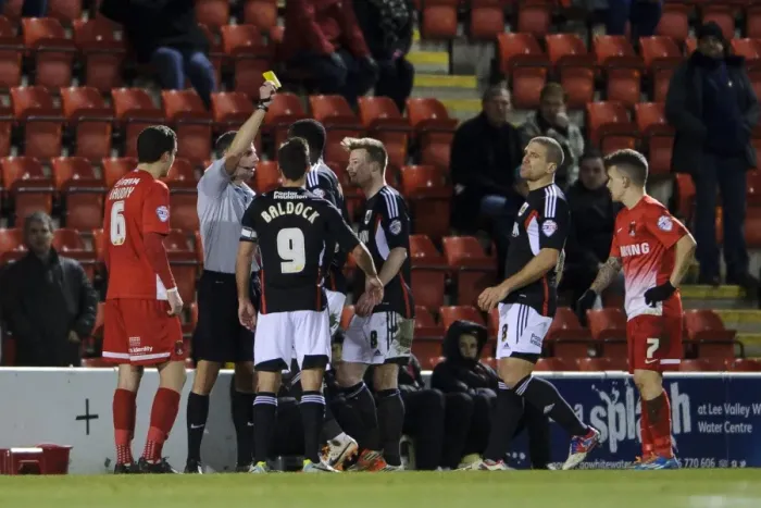 Framed Print : Bristol City's Karleigh Osborne Receives Yellow Card vs Leyton Orient (February 11, 2014)