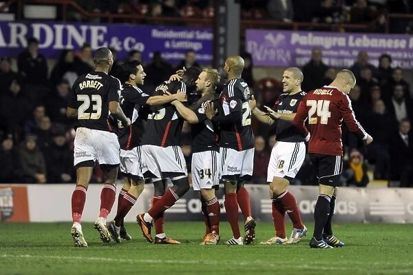 Bristol City's Karleigh Osborne Scores and Celebrates with Team Mates against Brentford, Sky Bet League One, 2014