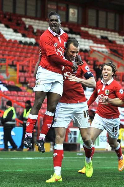 Bristol City's Kieran Agard and Aaron Wilbraham Celebrate Goal in FA Cup Match against AFC Telford United