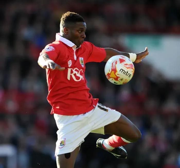 Framed Print : Bristol City's Kieran Agard in Action during Sky Bet League One Clash against Chesterfield at Ashton Gate