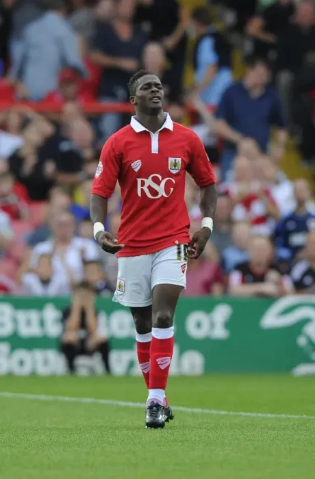 Framed Print : Bristol City's Kieran Agard in Action during Sky Bet League One Match against Scunthorpe United, September 2014