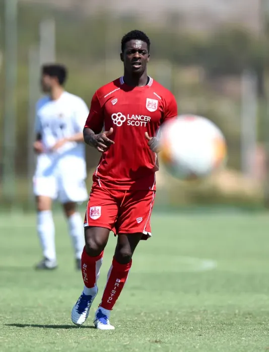 Framed Print : Bristol City's Kieran Agard in Action Against UCAM during Pre-season Friendly Training, 2016 Framed Print : Bristol City's Kieran Agard in Action Against UCAM during Pre-season Friendly Training, 2016