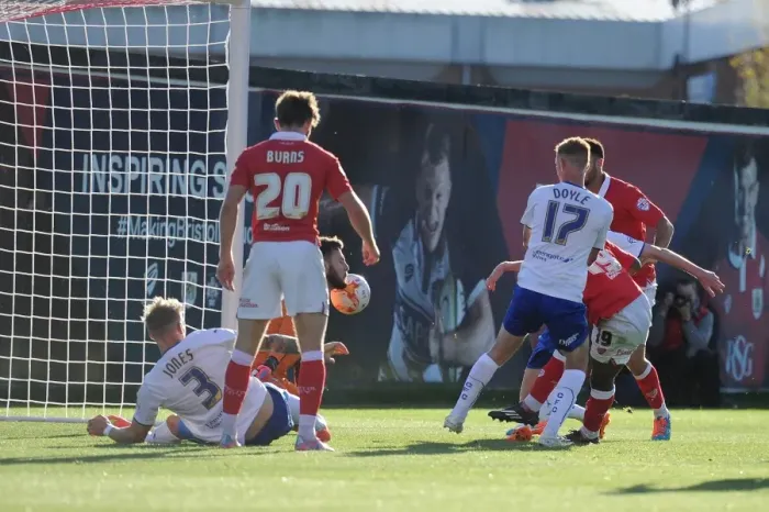 Framed Print : Bristol City's Kieran Agard Aims for the Net against Chesterfield in Sky Bet League One Framed Print : Bristol City's Kieran Agard Aims for the Net against Chesterfield in Sky Bet League One