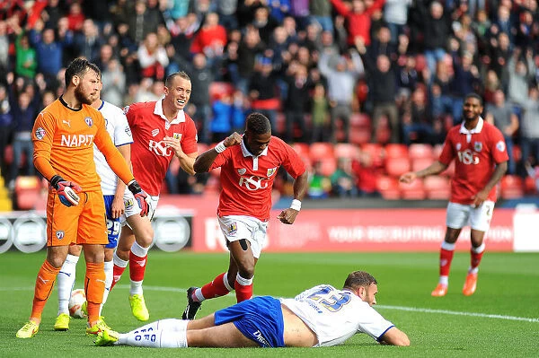 Bristol City's Kieran Agard Celebrates Own Goal by Chesterfield's Ian Evatt