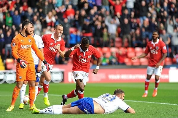 Bristol City's Kieran Agard Celebrates Own Goal by Chesterfield's Ian Evatt