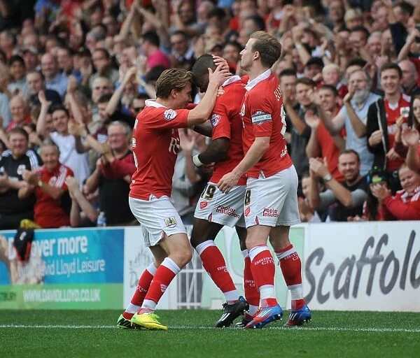 Bristol City's Kieran Agard Celebrates Goal Against MK Dons, Sky Bet League One, 2014