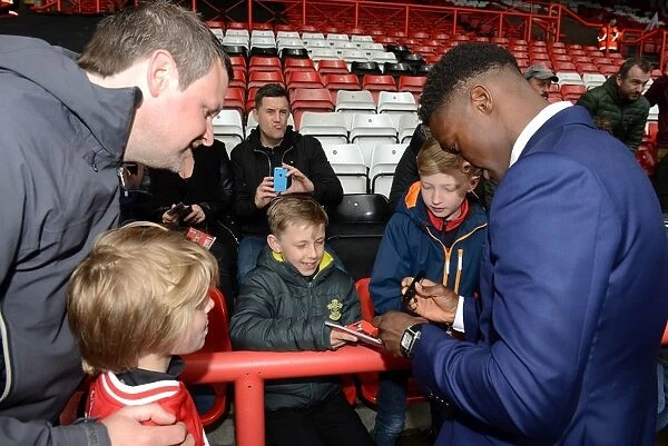 Bristol City's Kieran Agard Connects with Fans: Autograph Signing Session at Ashton Gate Stadium
