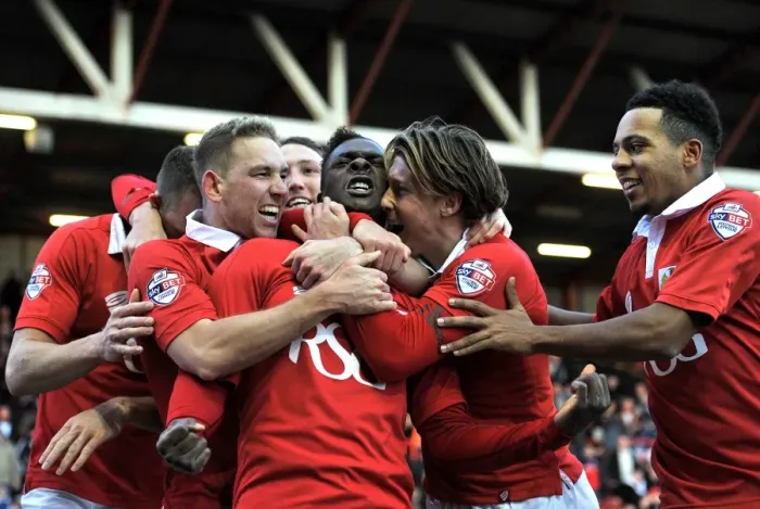 Framed Print : Bristol City's Kieran Agard: Euphoric FA Cup Goal Celebration
