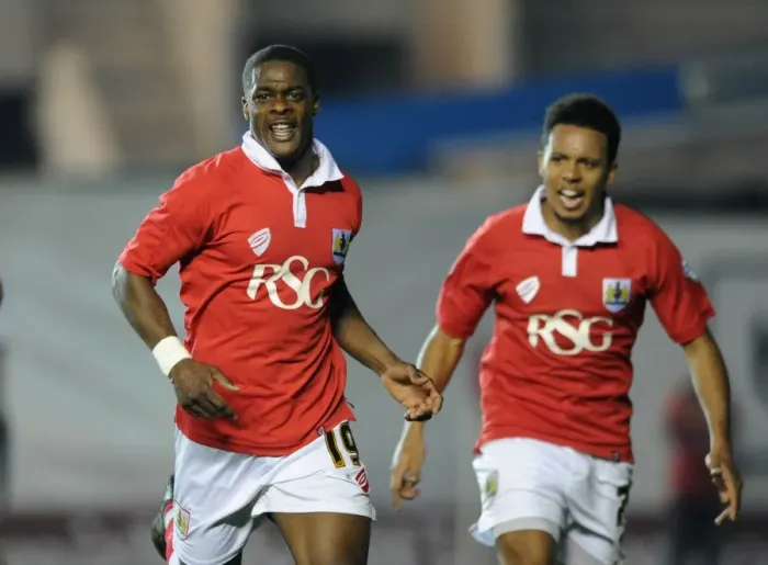 Framed Print : Bristol City's Kieran Agard Euphorically Celebrates Goal Against Swindon Town in Sky Bet League One, April 2015 Framed Print : Bristol City's Kieran Agard Euphorically Celebrates Goal Against Swindon Town in Sky Bet League One, April 2015