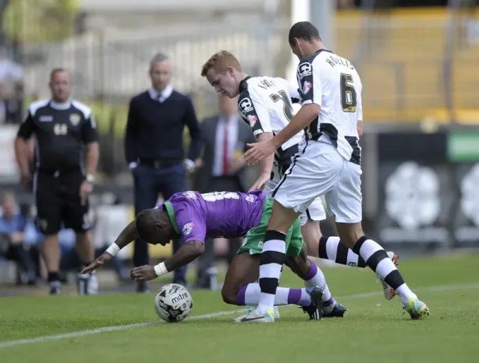 Framed Print : Bristol City's Kieran Agard Fouled by Notts County's Cieron Keane during Sky Bet League One Match
