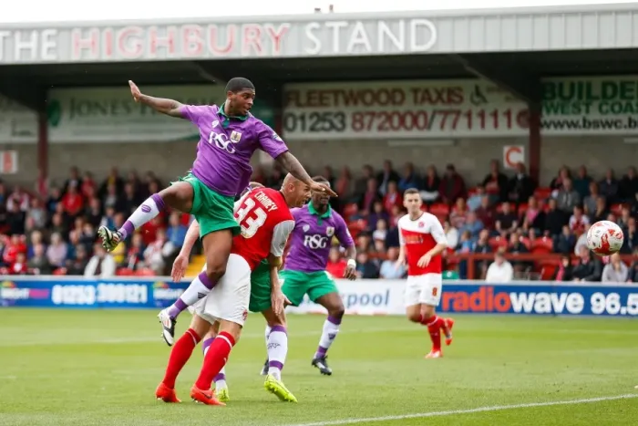 Framed Print : Bristol City's Kieran Agard Scores at Fleetwood Town, 2014