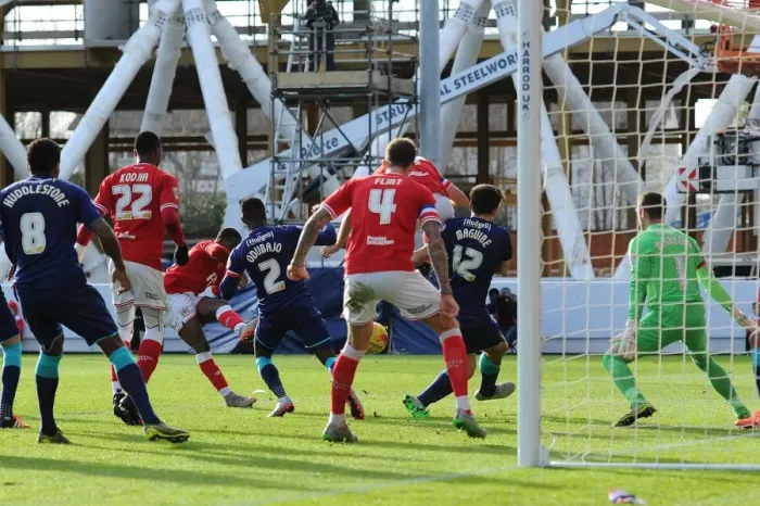 Framed Print : Bristol City's Kieran Agard Scores Opening Goal Against Hull City, 2015