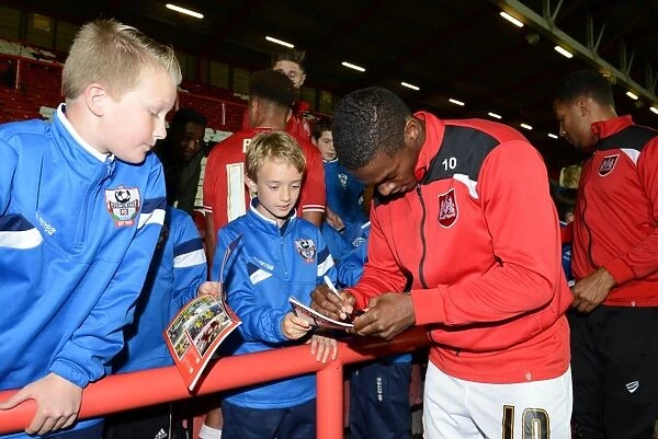 Bristol City's Kieran Agard Signing Autographs at Ashton Gate after Bristol City vs Fulham Match