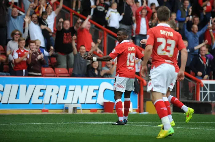 Framed Print : Bristol City's Kieran Agard Thrills Fans with Stunning Goal vs. MK Dons (September 27, 2014) Framed Print : Bristol City's Kieran Agard Thrills Fans with Stunning Goal vs. MK Dons (September 27, 2014)