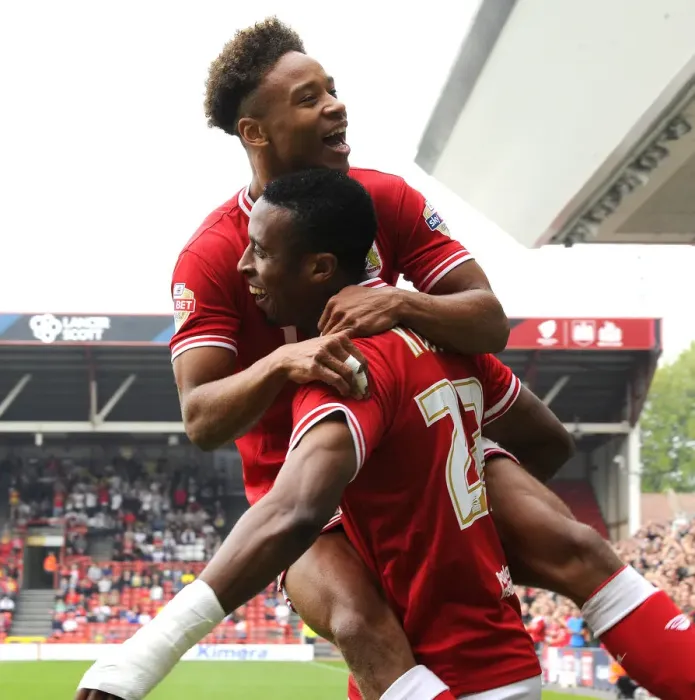 Framed Print : Bristol City's Kodjia and Reid Celebrate Goal Against MK Dons, Sky Bet Championship 2015 Framed Print : Bristol City's Kodjia and Reid Celebrate Goal Against MK Dons, Sky Bet Championship 2015