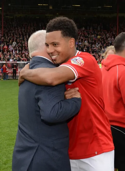 Framed Print : Bristol City's Korey Smith Celebrates Promotion with Majority Shareholder Steve Lansdown Framed Print : Bristol City's Korey Smith Celebrates Promotion with Majority Shareholder Steve Lansdown
