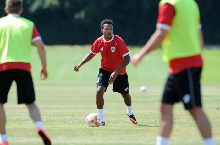 Framed Print : Bristol City's Korey Smith in Deep Focus during Training (July 2, 2014) Framed Print : Bristol City's Korey Smith in Deep Focus during Training (July 2, 2014)