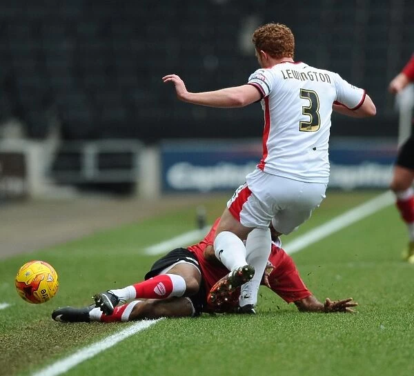 Bristol City's Korey Smith Fouled by MK Dons Dean Lewington during Sky Bet League One Match