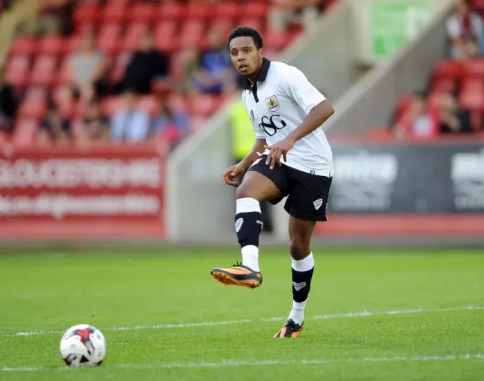 Framed Print : Bristol City's Korey Smith Scores Stunner in Pre-Season Victory over Cheltenham Town
