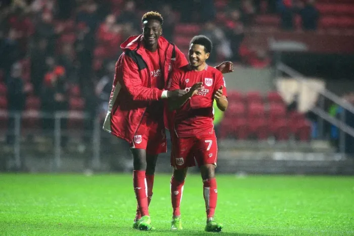 Framed Print : Bristol City's Korey Smith and Tammy Abraham Celebrate Championship Victory Over Huddersfield Town (17 / 03 / 2017) Framed Print : Bristol City's Korey Smith and Tammy Abraham Celebrate Championship Victory Over Huddersfield Town (17 / 03 / 2017)