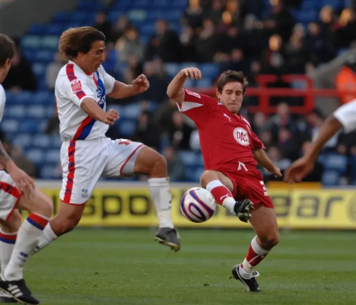 Framed Print : Bristol Citys Lee Johnson Beats city old boy Nick Carle to the ball