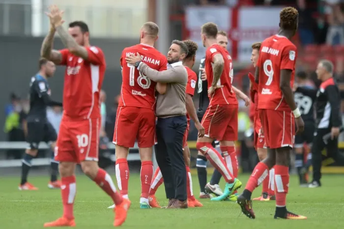 Framed Print : Bristol City's Lee Johnson Celebrates with Aaron Wilbraham After Derby County Win Framed Print : Bristol City's Lee Johnson Celebrates with Aaron Wilbraham After Derby County Win