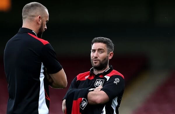 Bristol City's Lee Johnson Conferencing with Aaron Wilbraham during Scunthorpe United Clash, August 2016