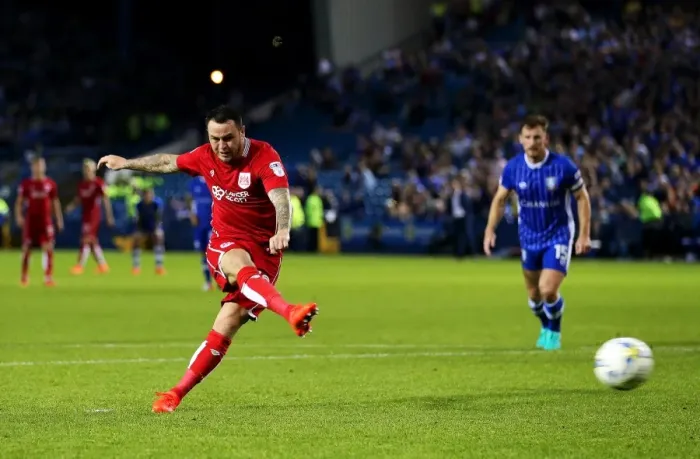 Framed Print : Bristol City's Lee Tomlin Misses Penalty in Sheffield Wednesday vs. Bristol City Championship Clash