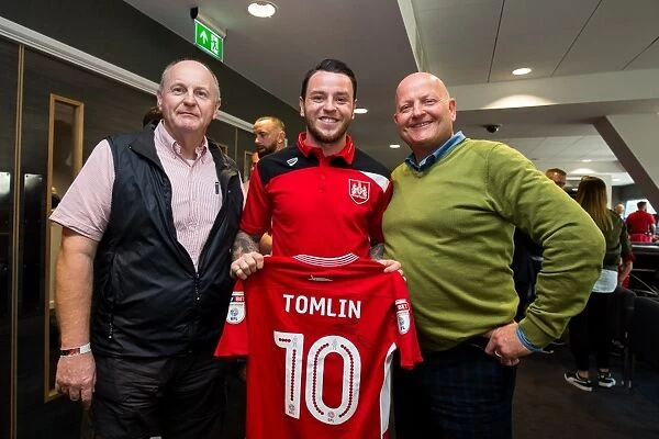 Bristol City's Lee Tomlin Presents Sponsors with Signed Shirt after Championship Match against Birmingham City